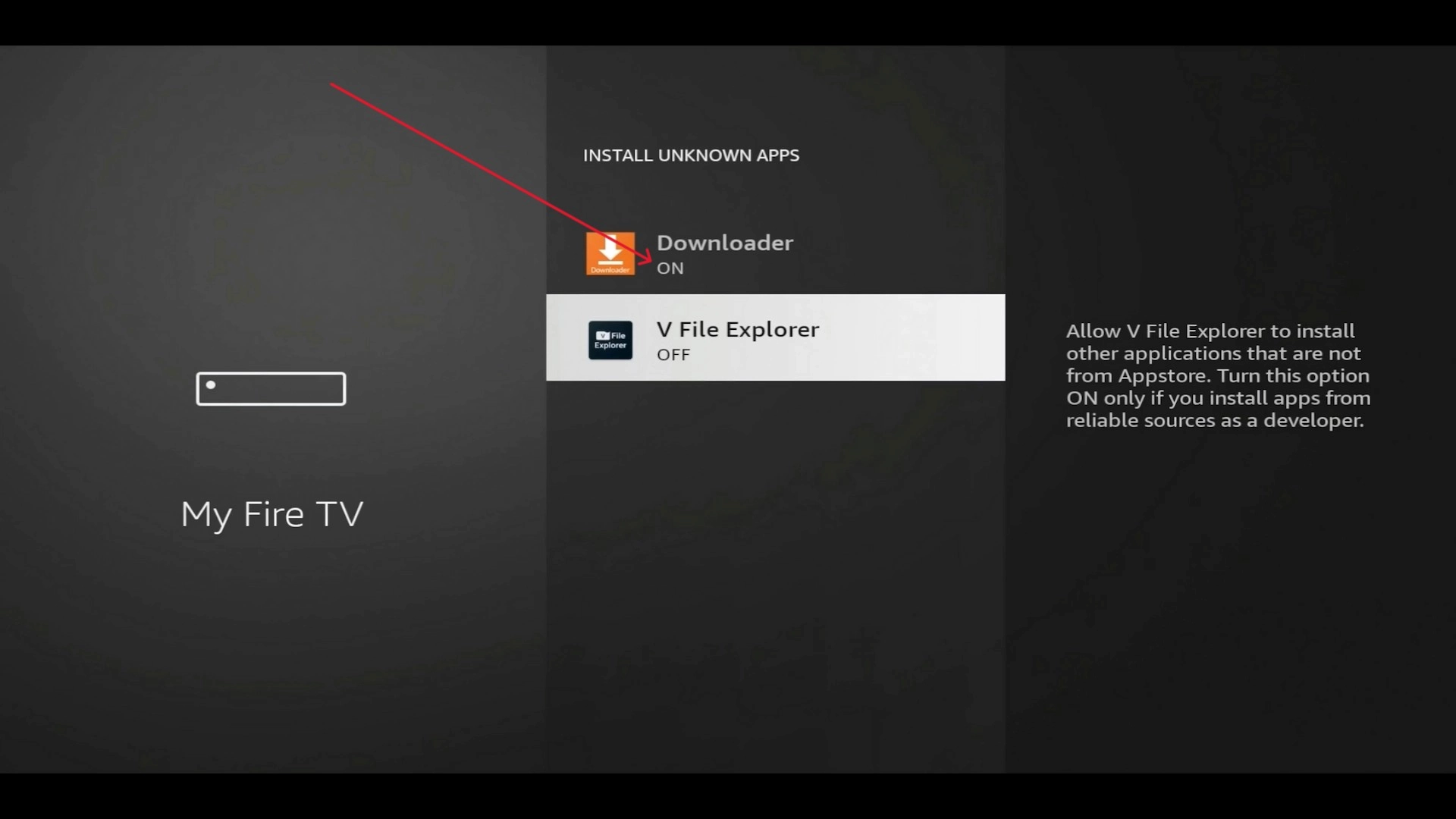 Downloader set to ON under unknown sources